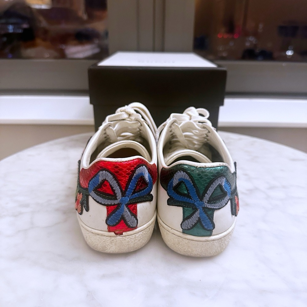 Gucci Leather Ace Floral Embroidered Sneakers 36 - Picture 4 of 5